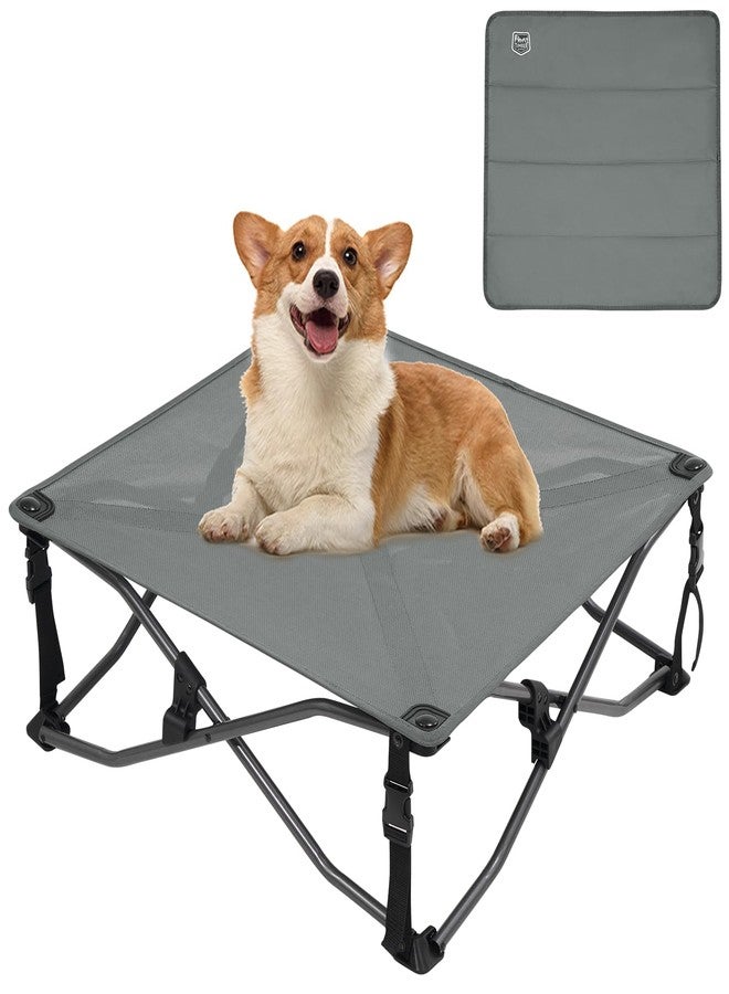 Timber Ridge Small Elevated Dog Bed, 3-in-1 Portable, Folding, and Raised with Removable Pad Mat, Cooling Design for Indoor and Outdoor Use, Grey - Image 1